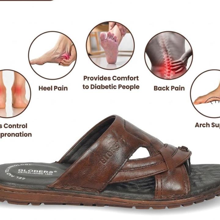 1304002 GLOBERS+  genuine leather chappal with thumb for Men | zel pad inside